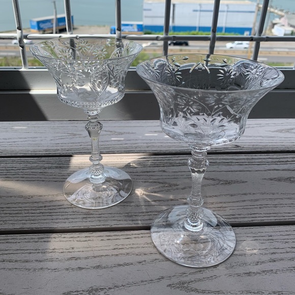 Vintage set of 2 Crystal Glasses Martini or Wine